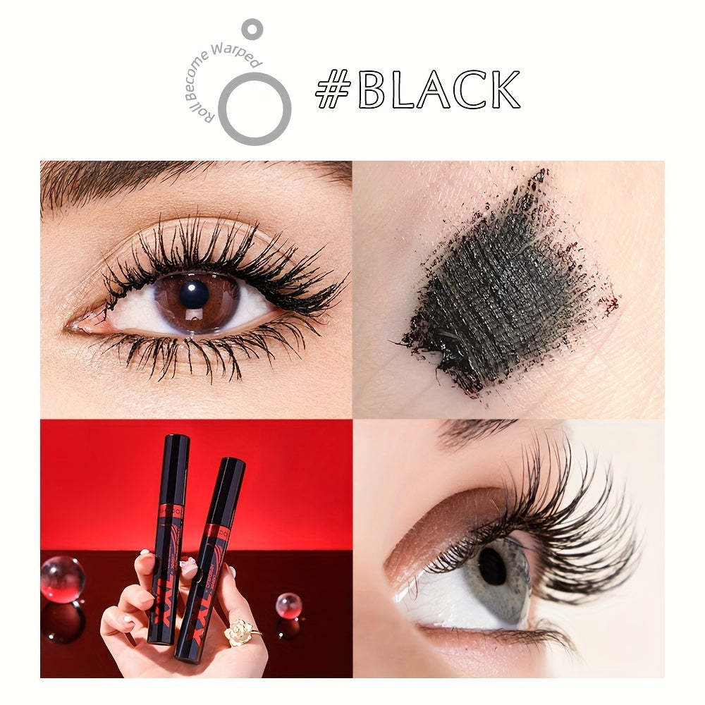 Waterproof Black Mascara with Volumizing Lengthening and Curling Formula Containing Plant Squalane