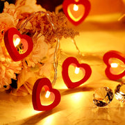 Red Heart LED String Lights Battery-Powered Valentine's Day Decorative Rope Light for Bedroom Living Room Party