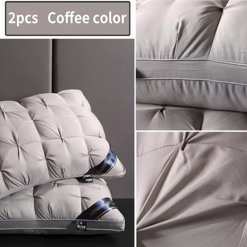 Microfiber Pillows for Hotels with Flower-Crafted Neck Support and Polyester Cover