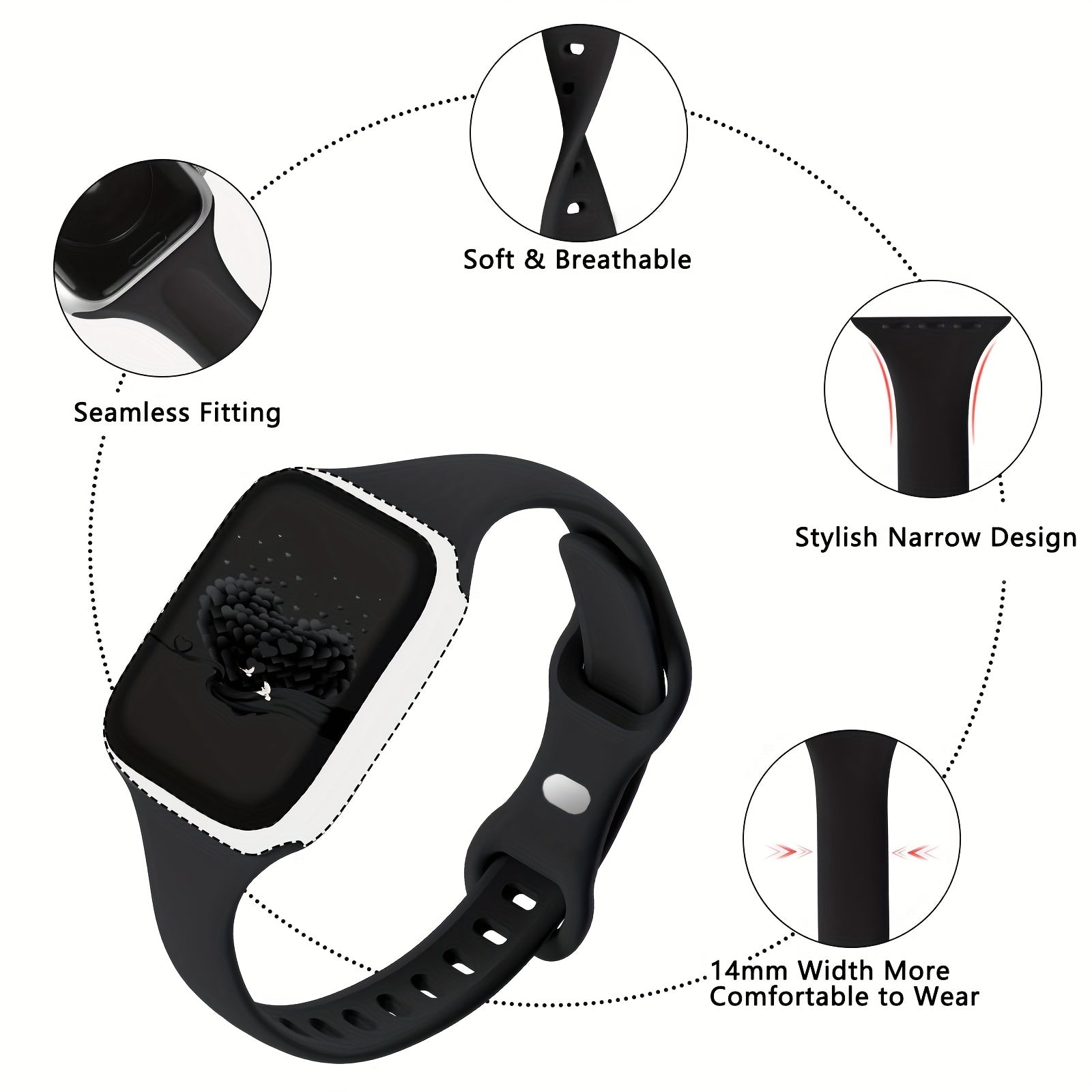 Slim Silicone Watch Bands for Men Women Compatible with Apple Watch Series 1-10 Ultra SE 38mm 40mm 42mm 44mm 45mm 49mm