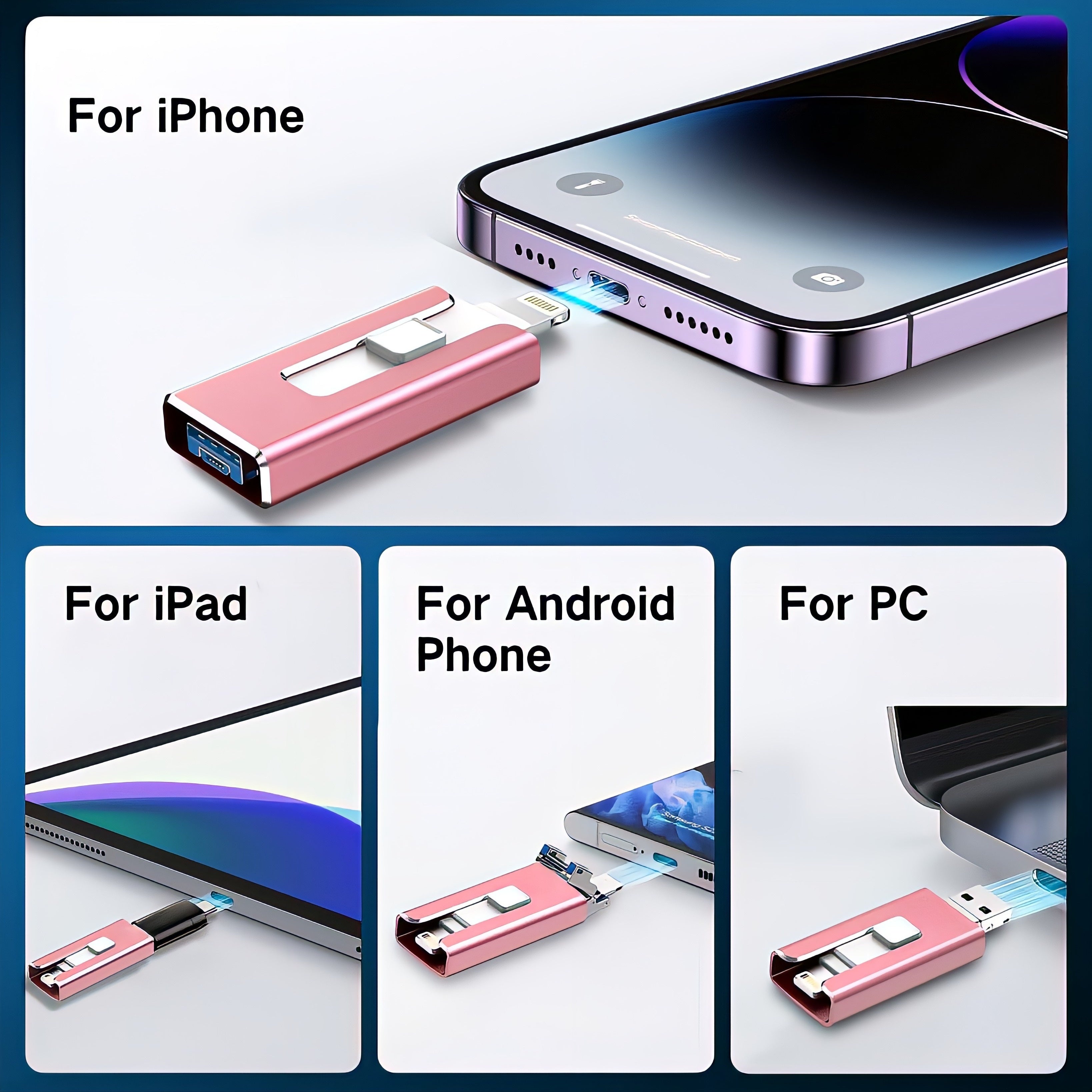 MFi Certified iPhone Photo Stick 64GB 128GB 256GB USB 3.0 External Storage