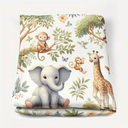 Soft Flannel Throw Blanket with Animal Designs Elephant Giraffe Monkey Cozy Plush for Couch Bed Travel