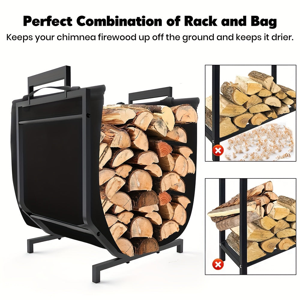 Rustic Metal Firewood Rack Indoor Outdoor Weatherproof Log Holder
