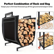 Rustic Metal Firewood Rack Indoor Outdoor Weatherproof Log Holder