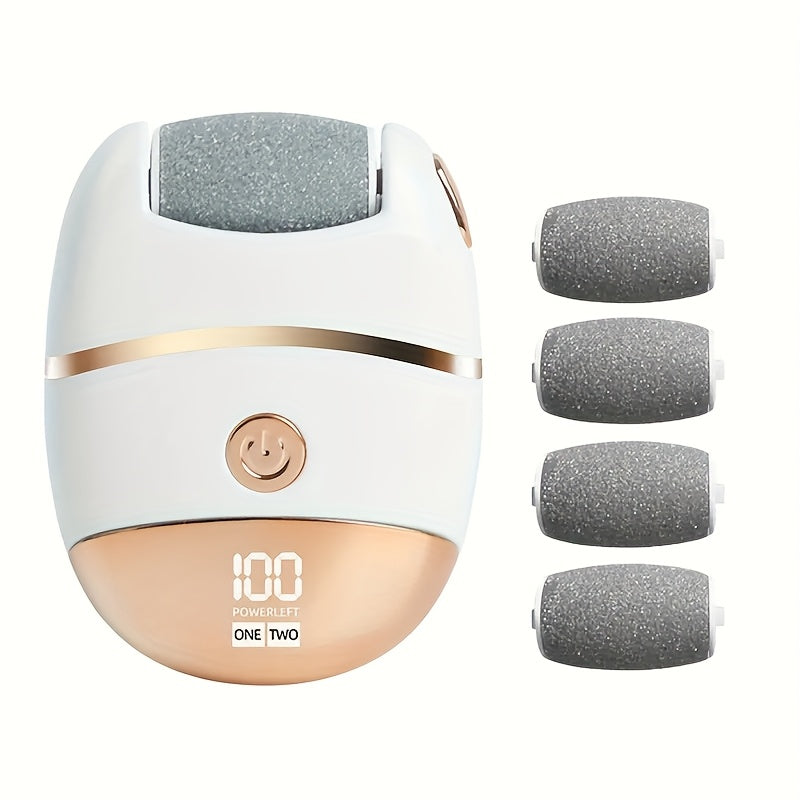 Electric Foot Grinder with 4 Replacement Heads Dual Speeds LED Display USB Charging