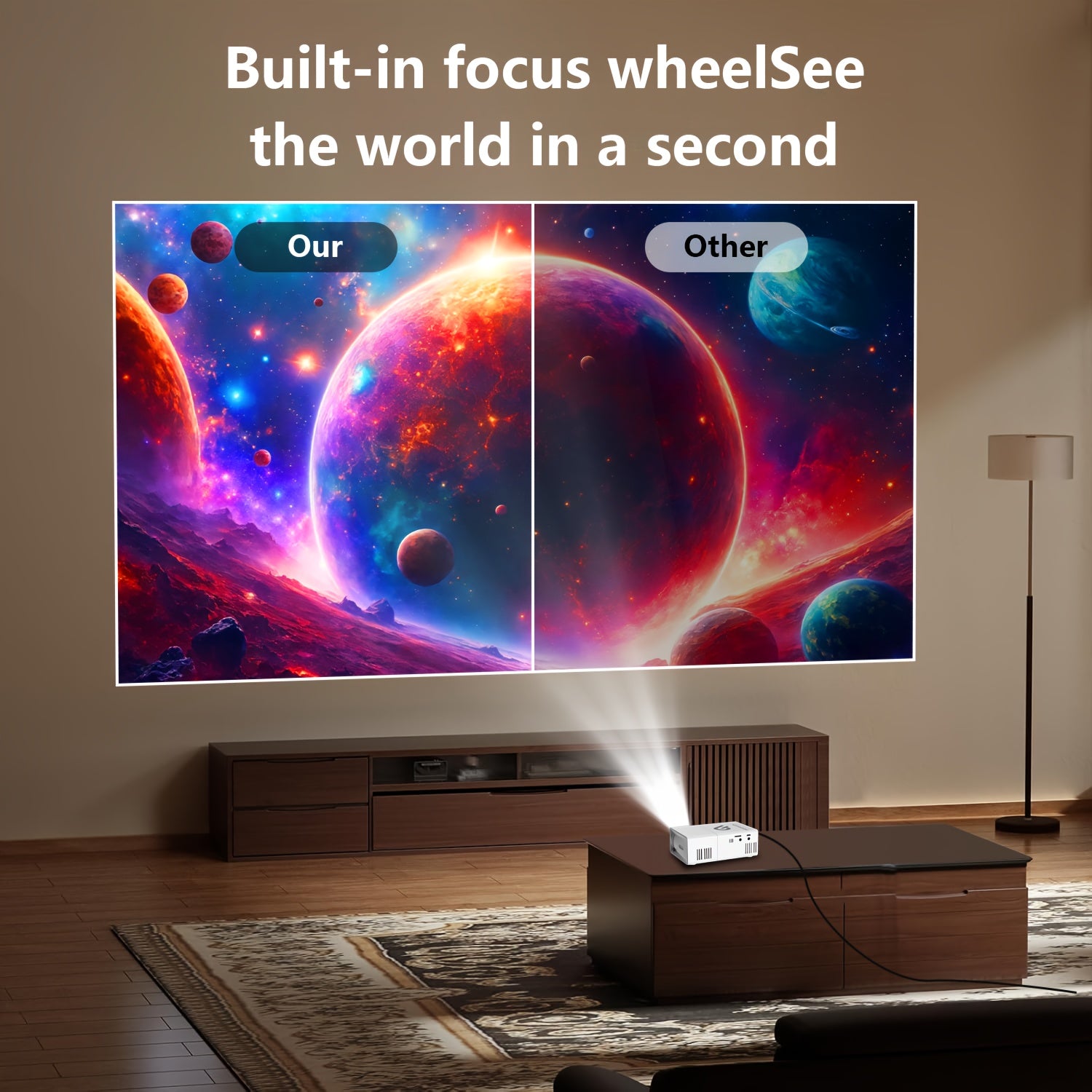 Портативный мини-проектор для фильмов, ТВ, ноутбука, смартфона с пультом дистанционного управления