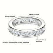 Women's 925 Silver Eternal Wedding Ring with Round Synthetic Moissanite 2.5mm 1.32-1.62ct
