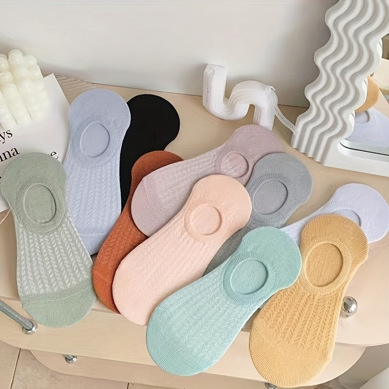 Erkaklar va ayollar uchun 10 juftlik ekipaj paypoq, bir rangli to'qilgan mato, ko'rinmas paypoq