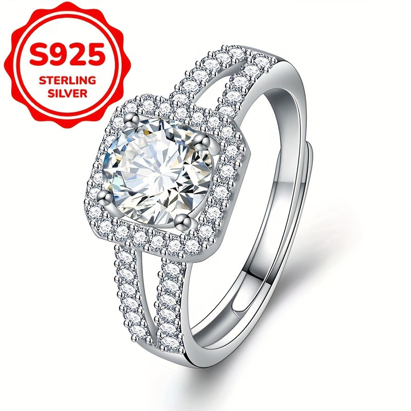 Women’s 925 Silver Double-Layer Synthetic Zirconia Ring Gift for Girlfriend