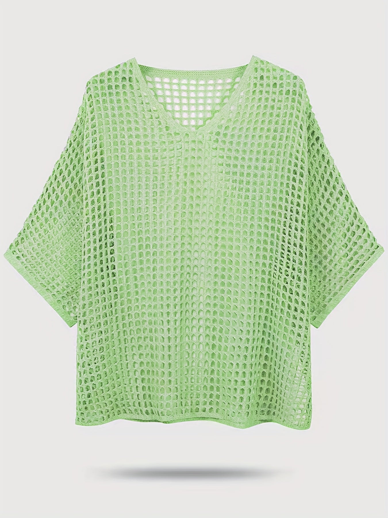 Suéter de punto casual de color sólido de talla grande para mujer con corte holgado