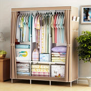 Metal Fabric Wardrobe Organizer Clothing Storage Rack for Closet Bedroom