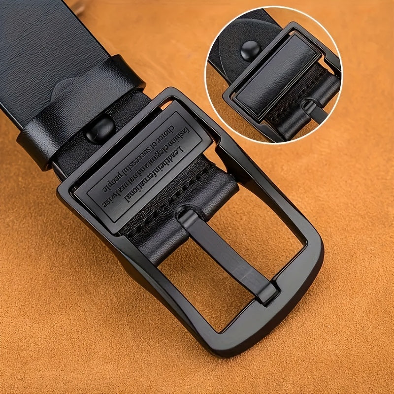 Men's Faux Leather Belt with Vintage Buckle for Business and Casual Wear Multiple Lengths