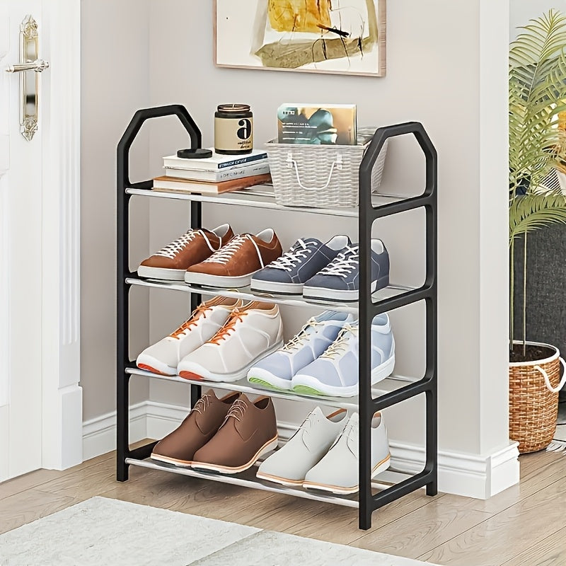 4-Tier Metal Shoe Rack Organizer for Entryway and Bedroom Sturdy Floor Mount Durable and Odorless