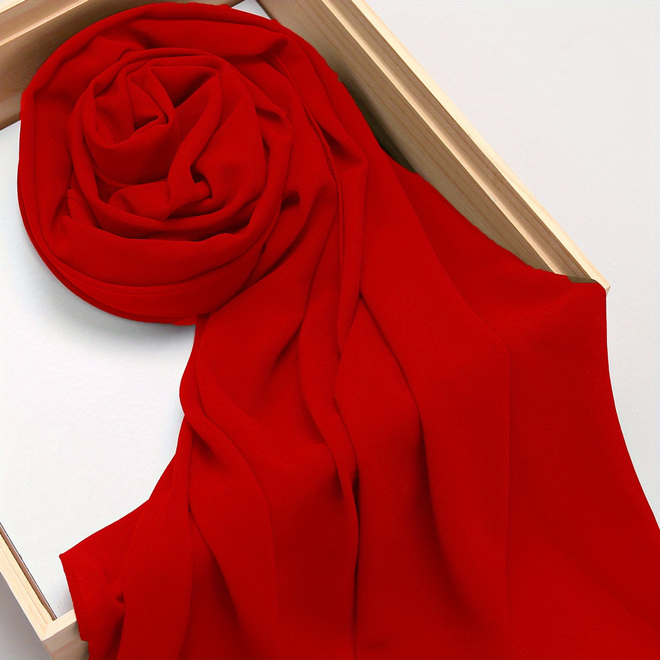 Woven Polyester Chiffon Hijab Scarf Solid Color Lightweight Muslim Head Cover for Casual Ramadan