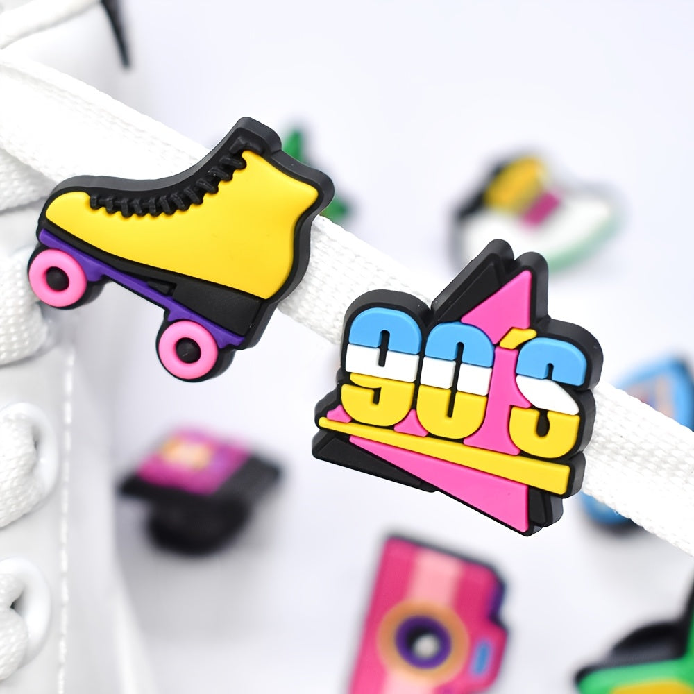 9Pcs Kids Plastic Shoelace Charms Set - 90s Theme Cartoon Decorative Accessories