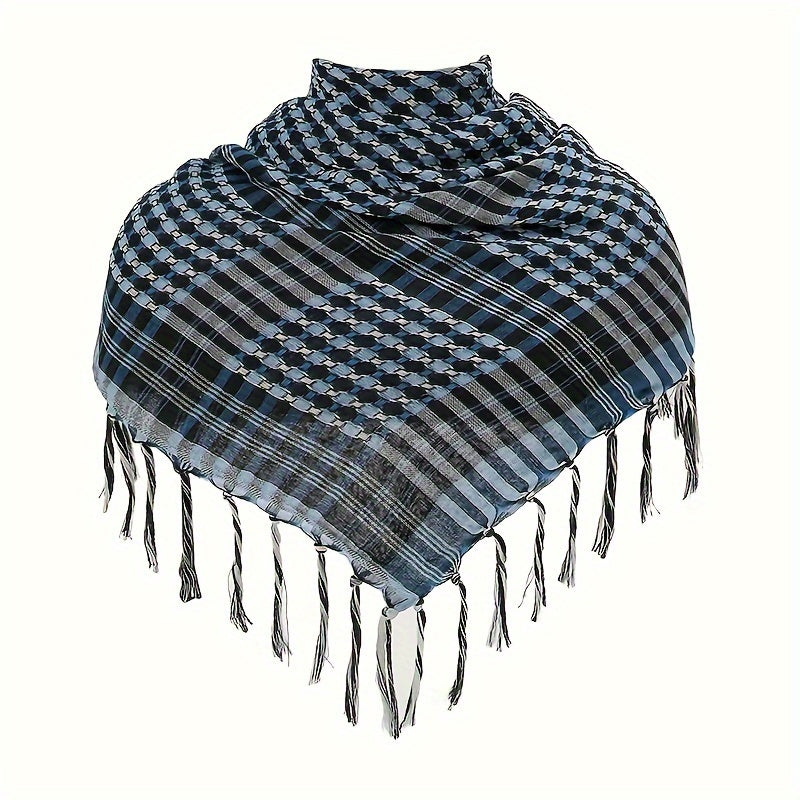 100% Polyester To'qilgan Bo'yin Salliq, Vintage Uslubidagi Taktik Cho'l Arab Bandana Dizayni, Ramazon uchun Mukammal An'anaviy Musulmon Shali. Xususiyatlari: Tekis Bosh Salliq va Kvadrat Hijob.