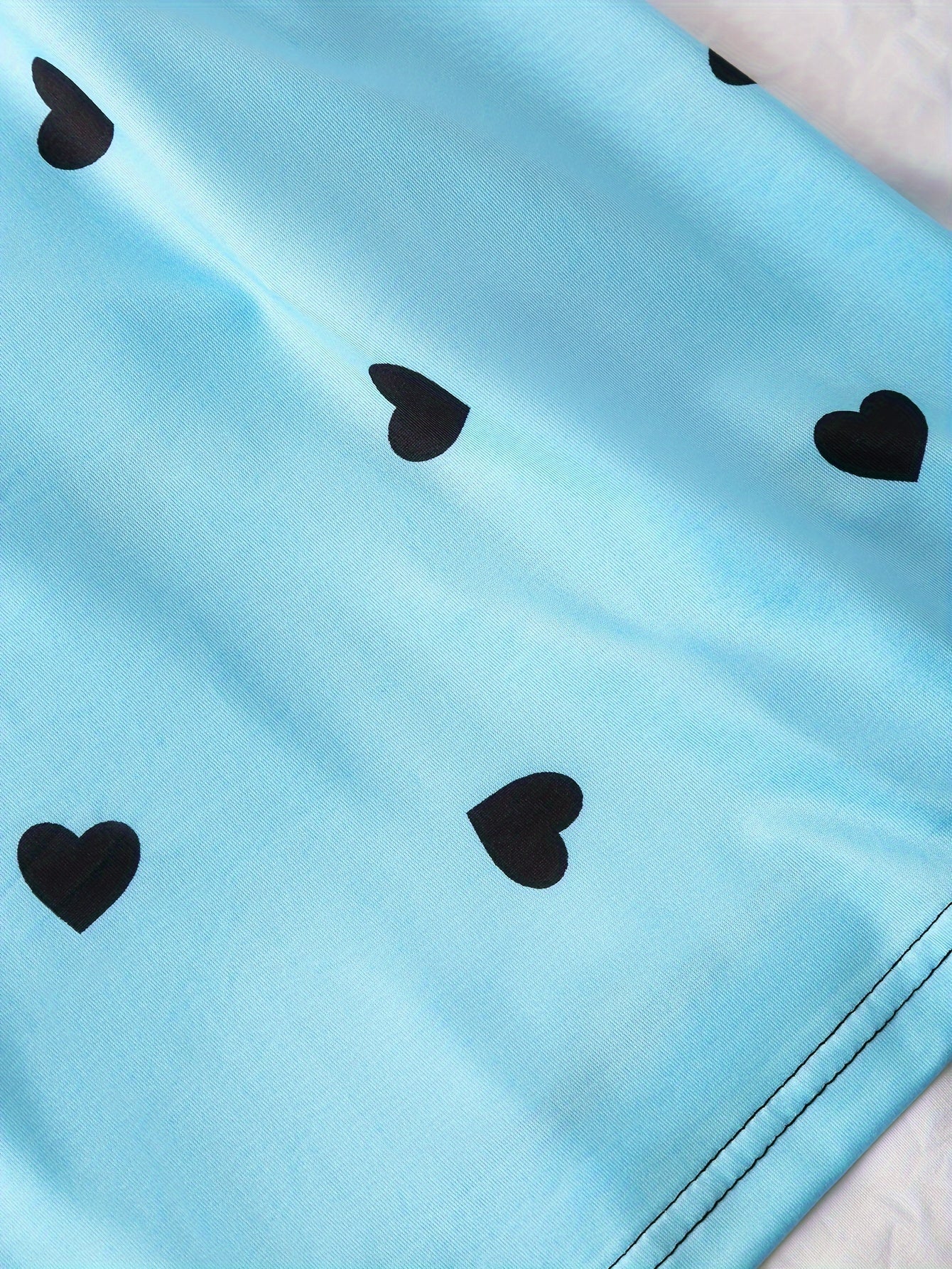 Plus Size Women's Heart Print Nightdress Set Three Piece Sleepwear