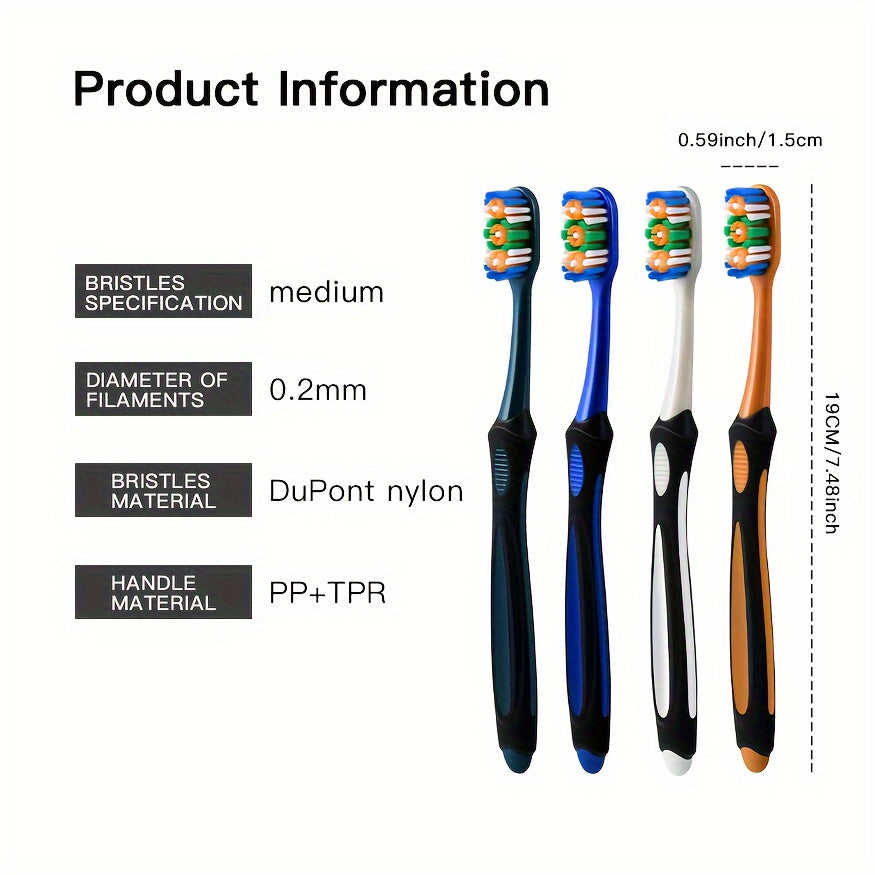 Men's 360° Hard Nylon Bristle Toothbrush for Adults