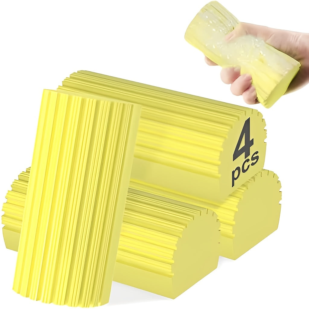 Yellow Damp Dusting Sponges Set of 4 for Cleaning Baseboards Windows and Vents