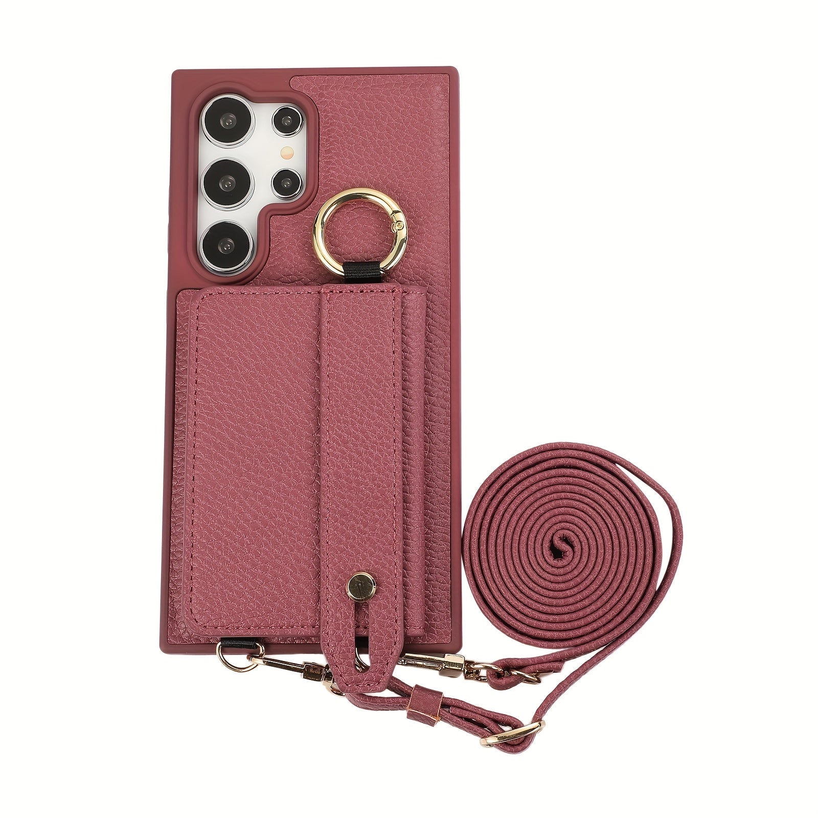 Faux Leather Crossbody Phone Bag for Samsung Plus with Wallet Card Slots Lanyard