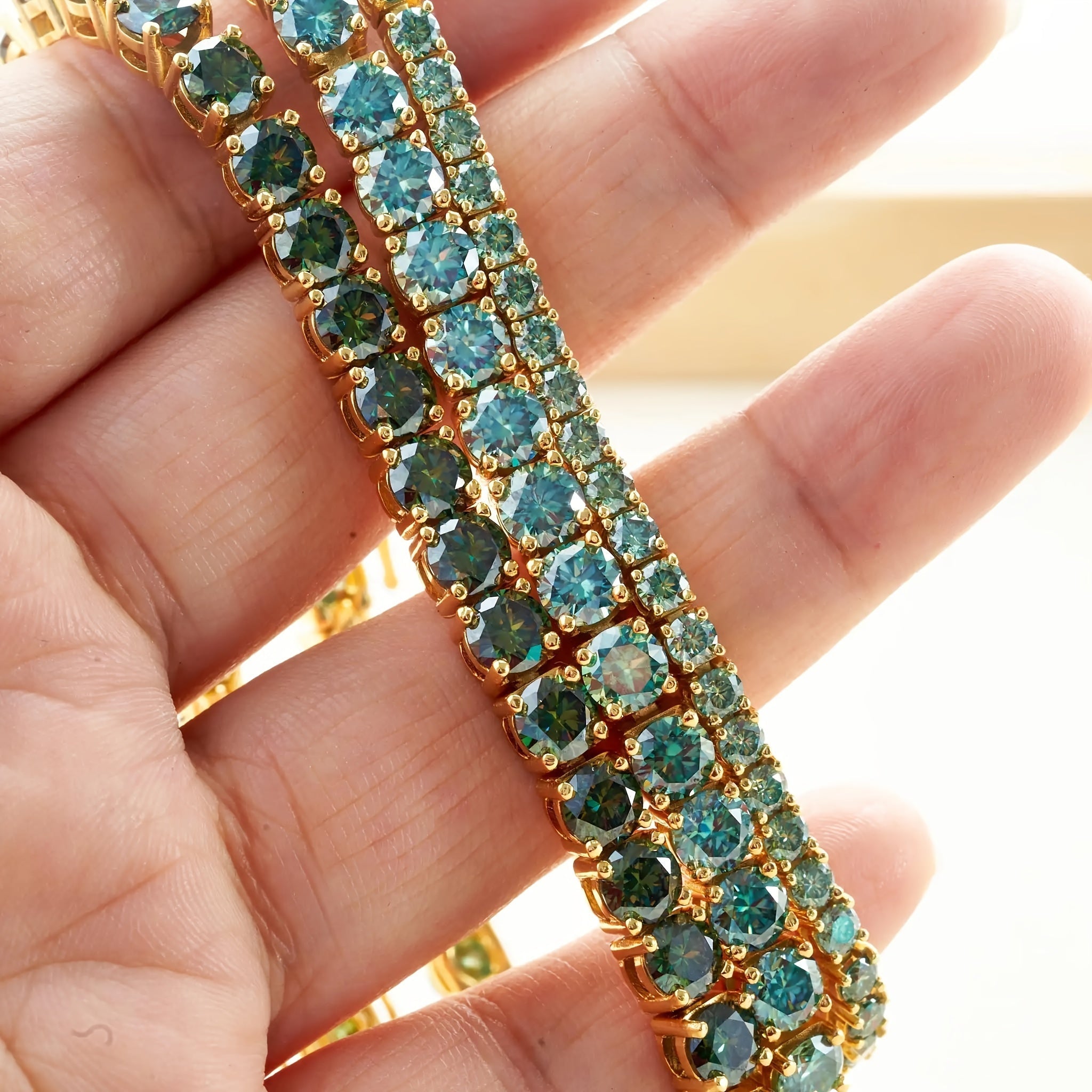 1 dona Qimmatbaho toshlar Ayollar 925 Sof Sterling Kumush Oltin Qoplangan 5mm Ko'p Rangli Moissanite Tennis Bilaguzuk Erkaklar va Ayollar uchun. Ushbu Qizg'in Sotilayotgan Luks Moda Hip Hop Bilaguzuk  mukammal Qizlar kuni, Onalar kuni, Yubiley, To'y yoki