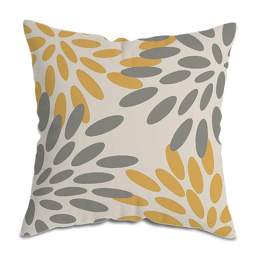 Vibrant Yellow and Gray Geometric Throw Pillow Cover 45cm Polyester Zip Closure