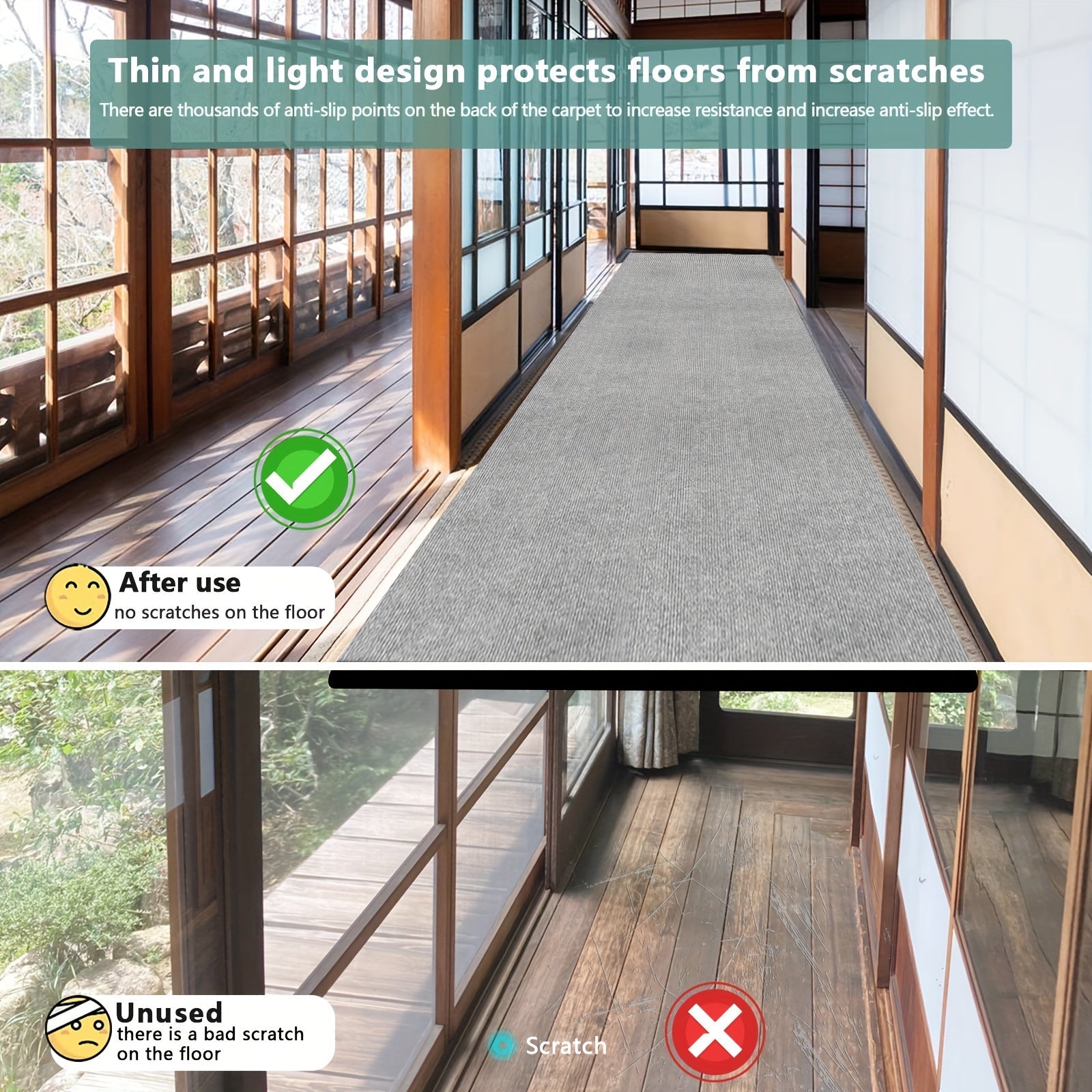 Yogʻochsiz, yuviladigan, qattiq rangli qadamlar uchun gilam, oshxona, koridor, yotoqxona uchun