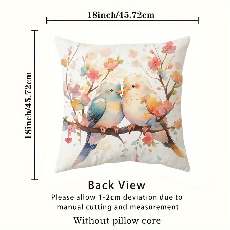Bird Print Polyester Pillowcase for Teens and Adults Soft Breathable Machine Washable Decorative Throw Cover