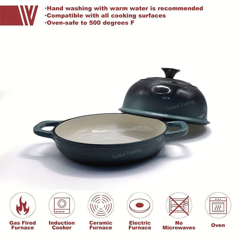 Teal/Oq Emal Qoplangan Qozon Non Pishirish Panasi - Yopishqoq Dumaloq Non Tayyorlovchi - Uyda Non va Shirinliklar Pishirish uchun Ajoyib - Mukammal Oshxona Sovg'a Variant