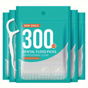 300 Count Unflavored Polyethylene Dental Floss Picks for Effective Tooth Cleaning