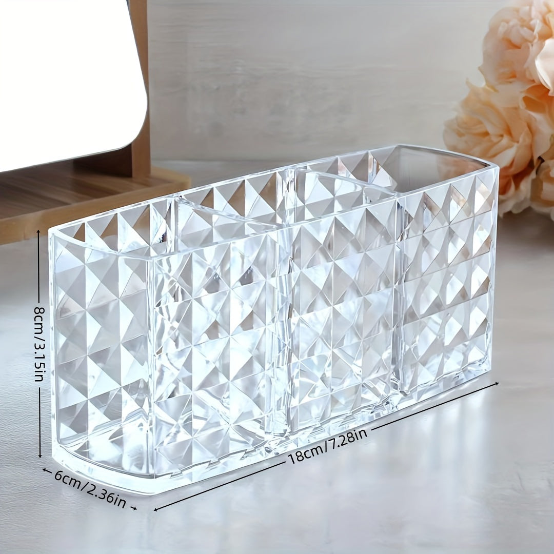 Clear Plastic Makeup Brush Holder with Large Capacity for Vanity or Bathroom Storage