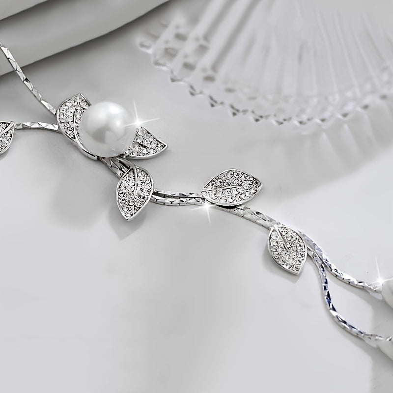 Uzoq sviter zanjirli marjon, soxta marvarid bargi tassel pandanti, ayollarga mo'ljallangan kiyim aksessuari