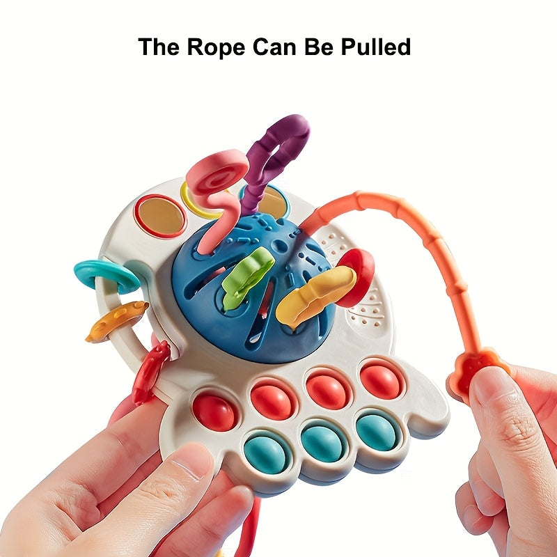 Blue Silicone Octopus Finger Puppet Toy for Kids Educational Entertainment