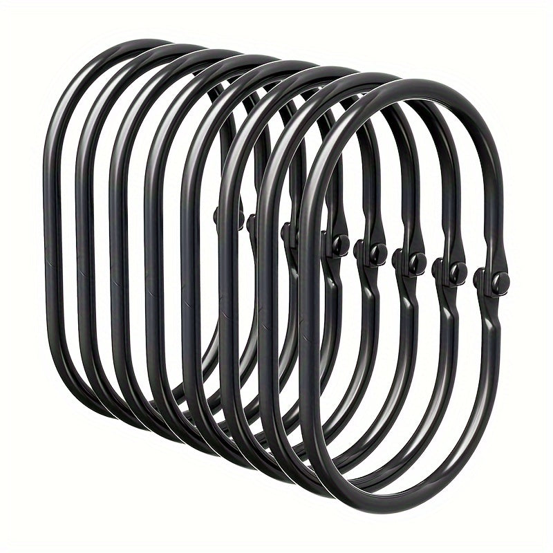 Juego de 12 aros de cortina de ducha de hierro fundido negro antióxido, antideslizantes y de fijación segura