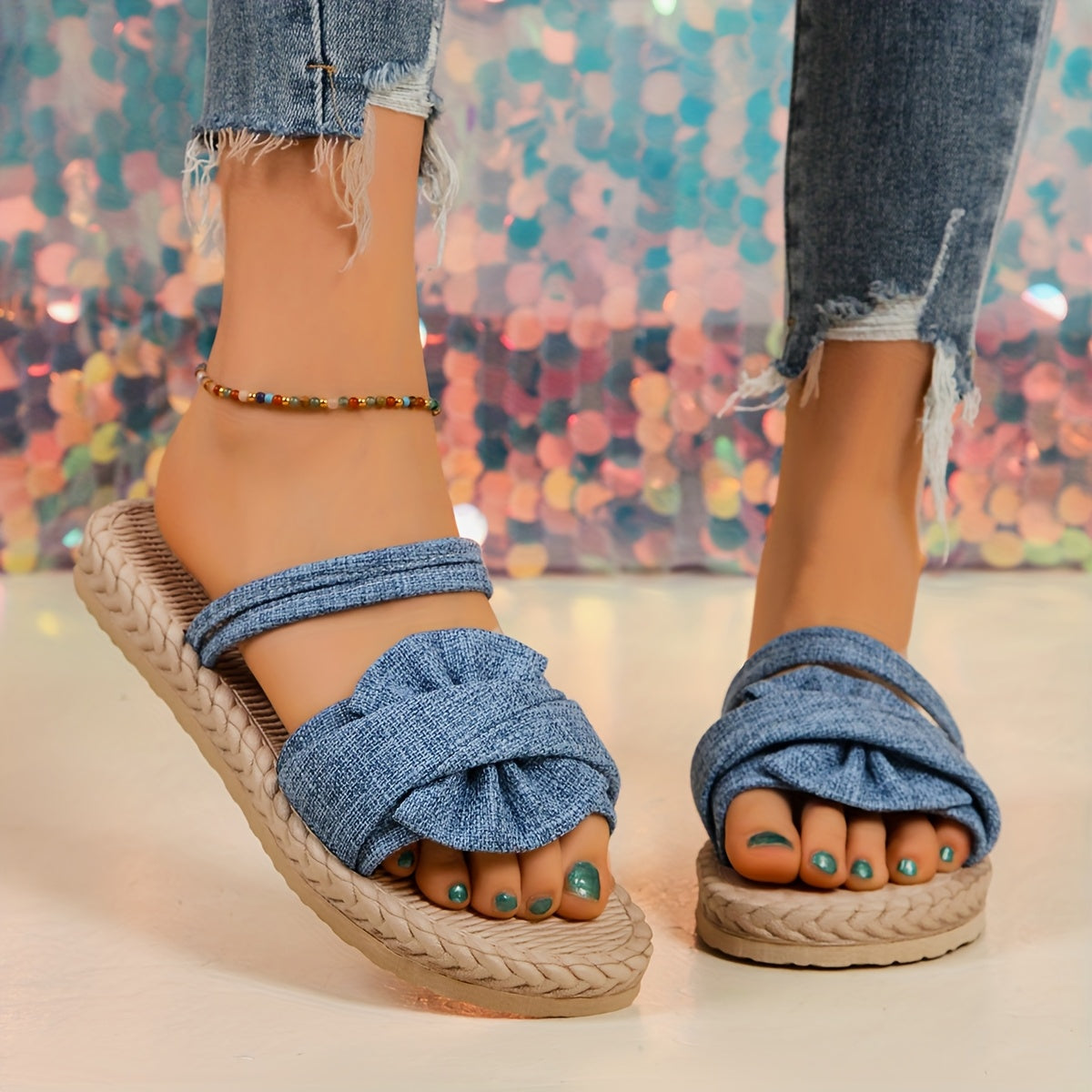 Women's Beige Slide Sandals Lightweight EVA Open Toe Casual Summer