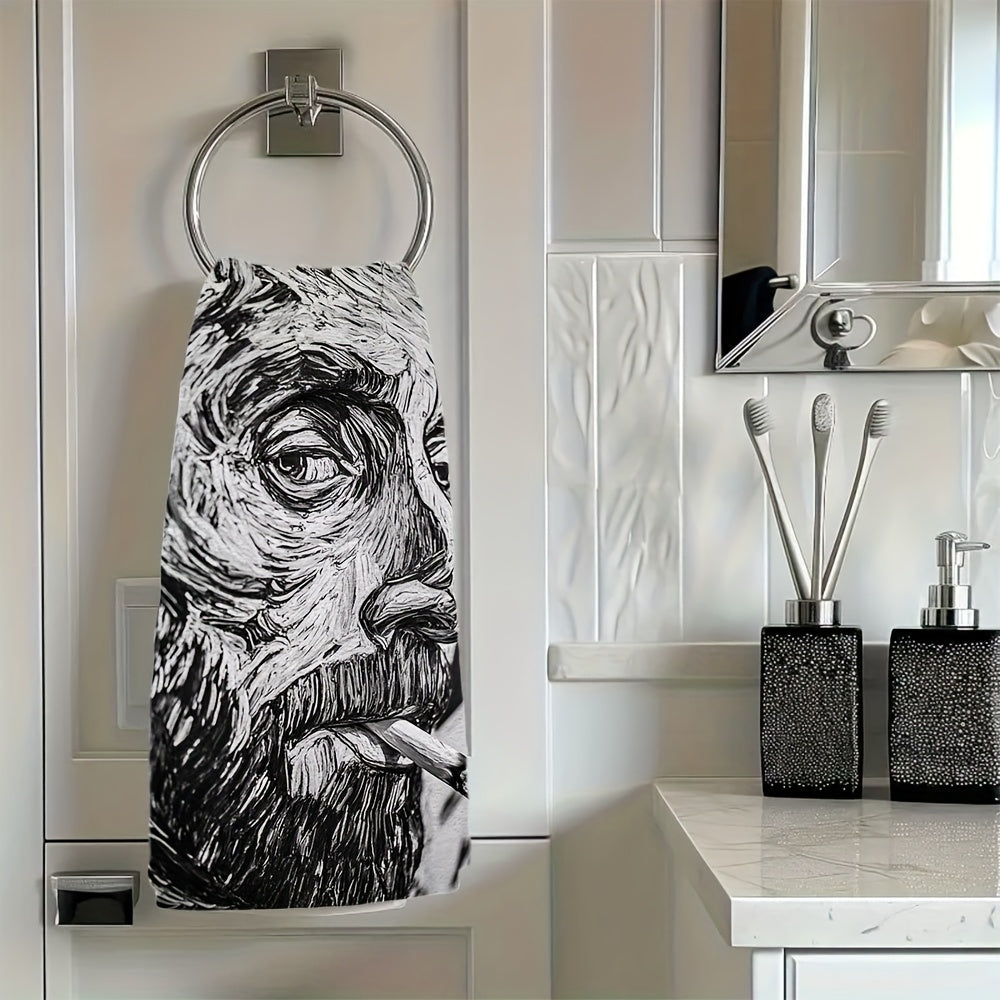 Set of 2 Skull With A Burning Cigarette Kitchen Towels Ultra Soft Absorbent 16x24 Inches