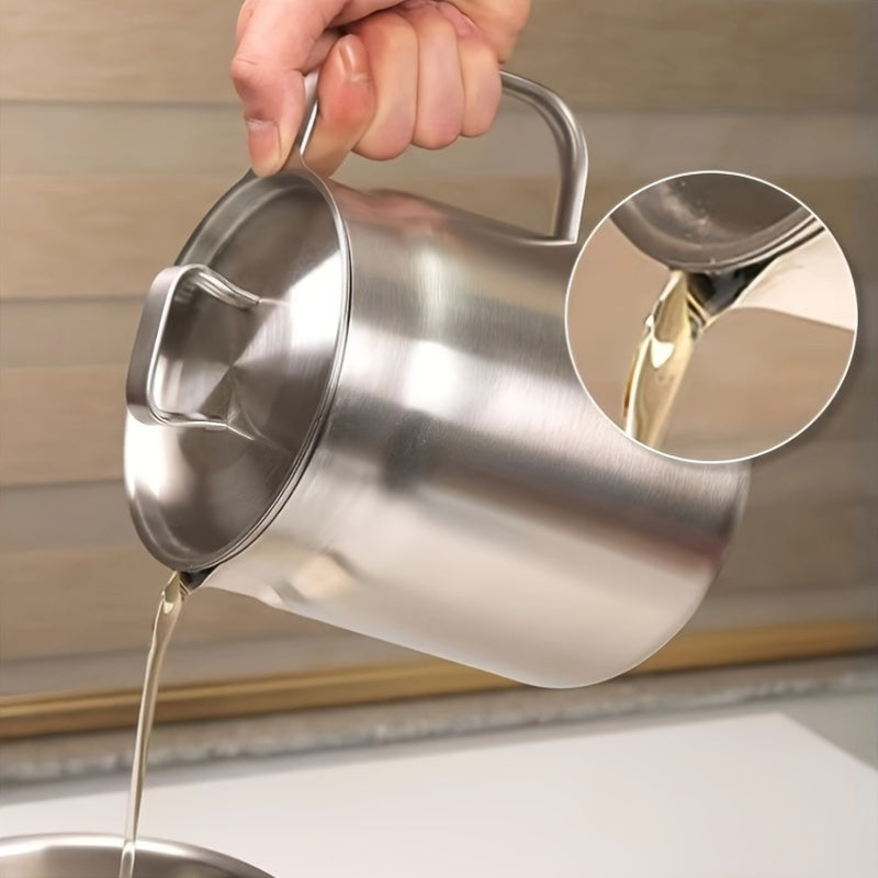 Stainless Steel Oil Filtering Set 3 Pieces 2L Container Fine Mesh Screen