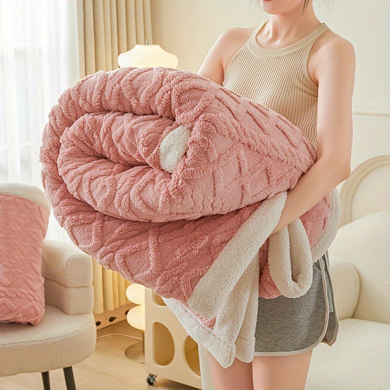 Уютное двустороннее флисовое одеяло, идеально подходящее для осени и зимы, также отлично сохраняет тепло летом благодаря утолщенному дизайну. Идеально для всех сезонов и станет замечательным рождественским подарком.