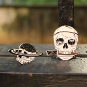 Set of 2 Metal Skull Enamel Pins Zinc Alloy for Hats and Collectibles