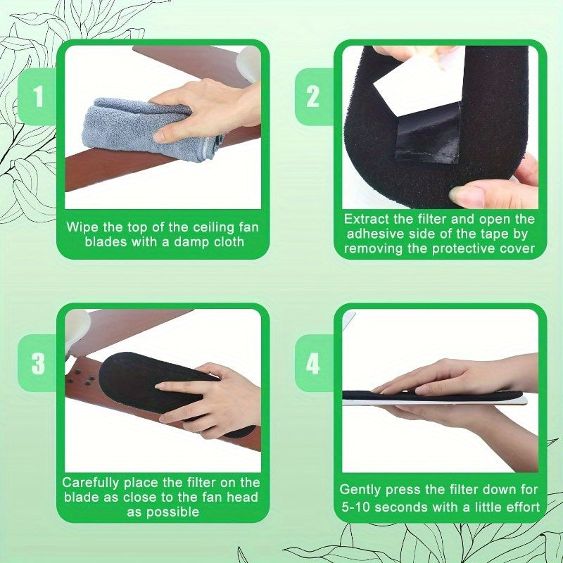 Черный фильтр для потолочного вентилятора с 5 лопастями и активированным кокосовым углём для поглощения пыли и дыма в кухне и спальне