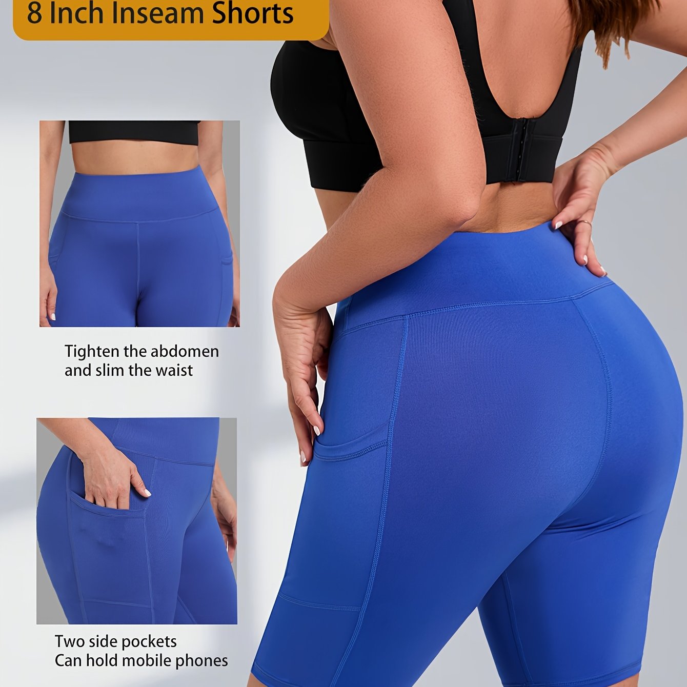 Plus Size High-Waisted Yoga Shorts Breathable Workout Leggings with Pockets