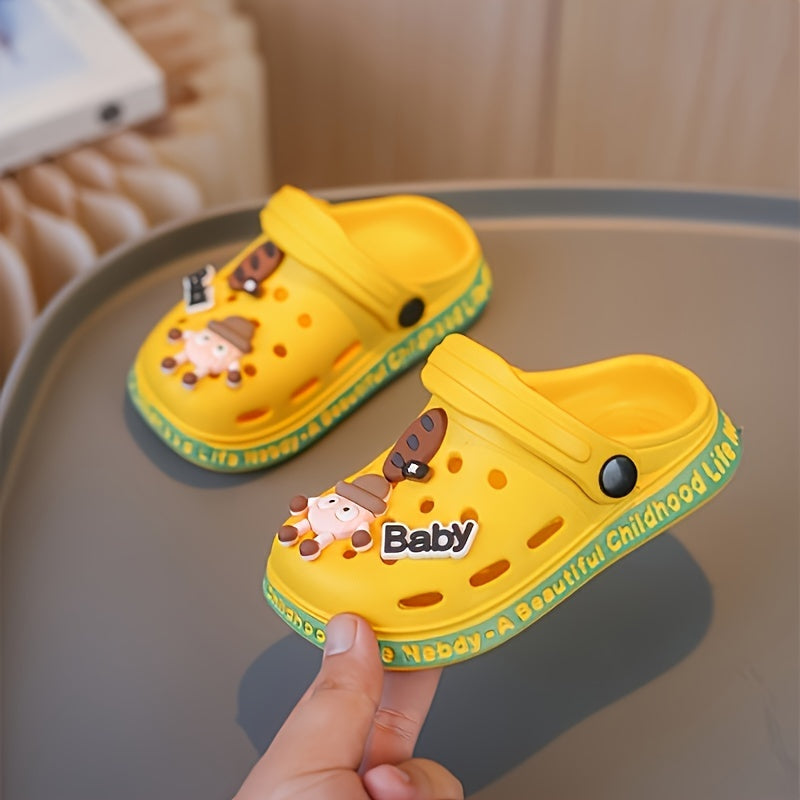 Baby Boys Girls Breathable EVA Clogs with Cartoon Charms for Indoor Outdoor All-Season