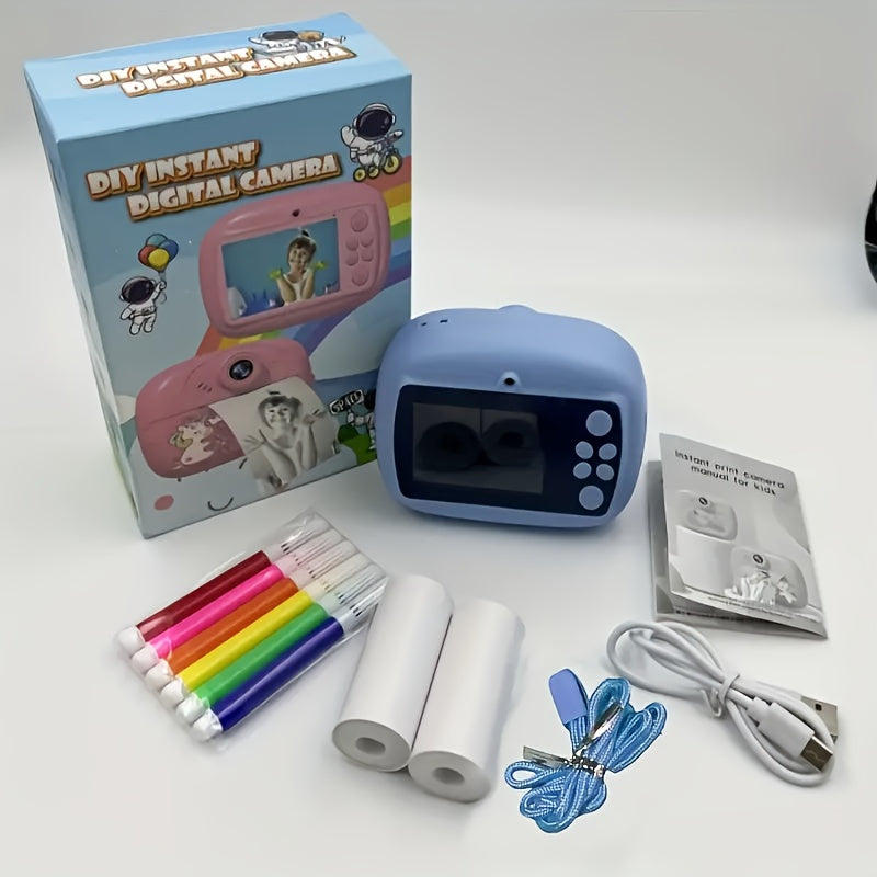 Kids Digital Camera Dual-Camera HD Video Photo Print Mode for Children Pink Blue