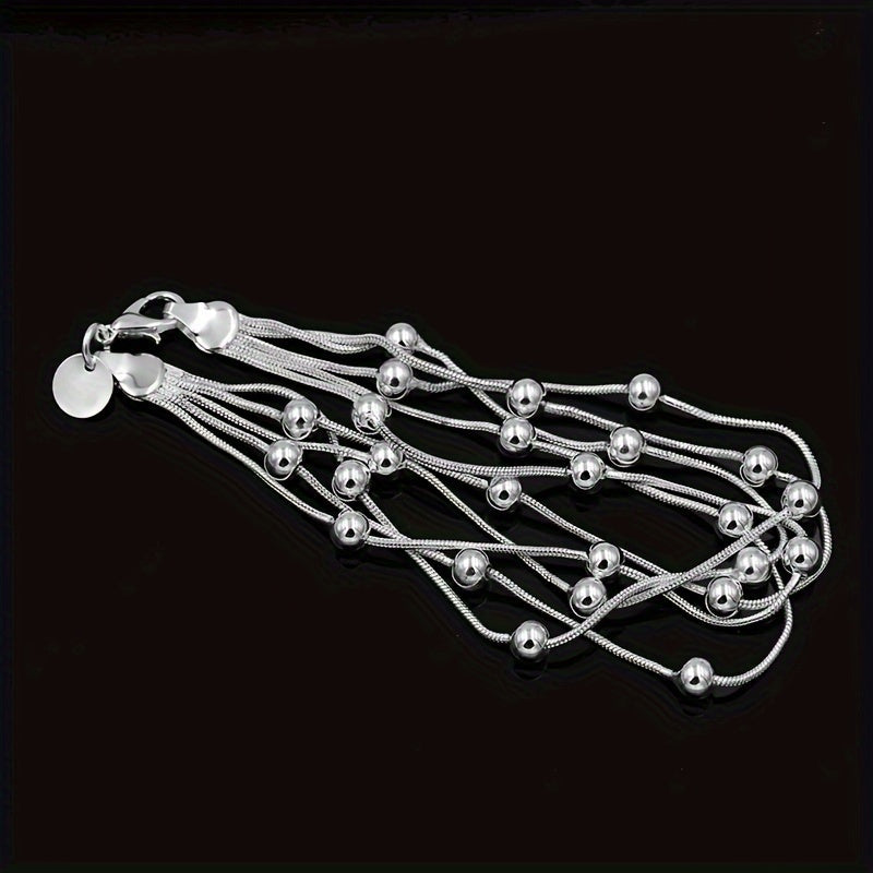 Women's Beaded Bracelet for Daily Wear, Delicate Five-Line Design