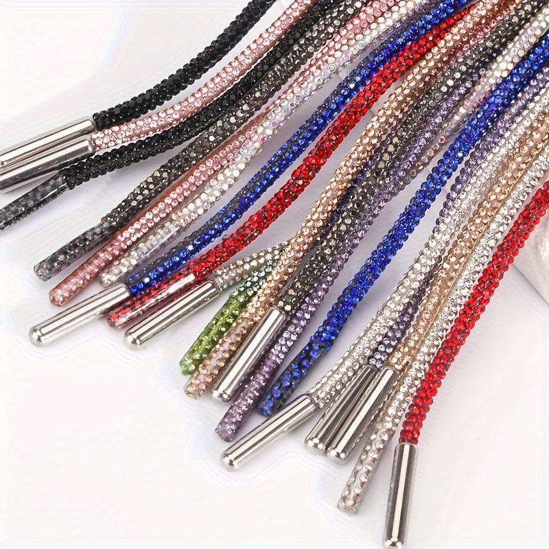 Unisex Multicolor Rhinestone Shoe Laces with Metal Aglets for Sneakers
