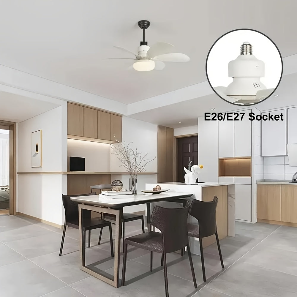 Dimmable Ceiling Fan Light with E27 Base for Bathroom Bedroom Kitchen Living Room