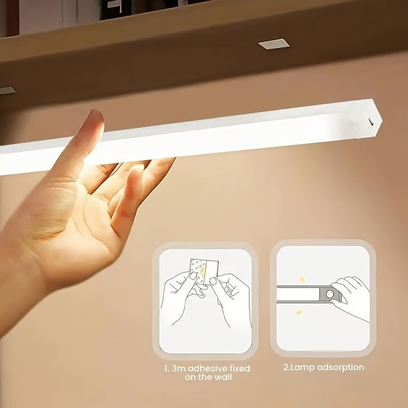 LED Under Cabinet Light with Motion Sensor Dual Color White Warm USB Rechargeable Magnetic Stick-On