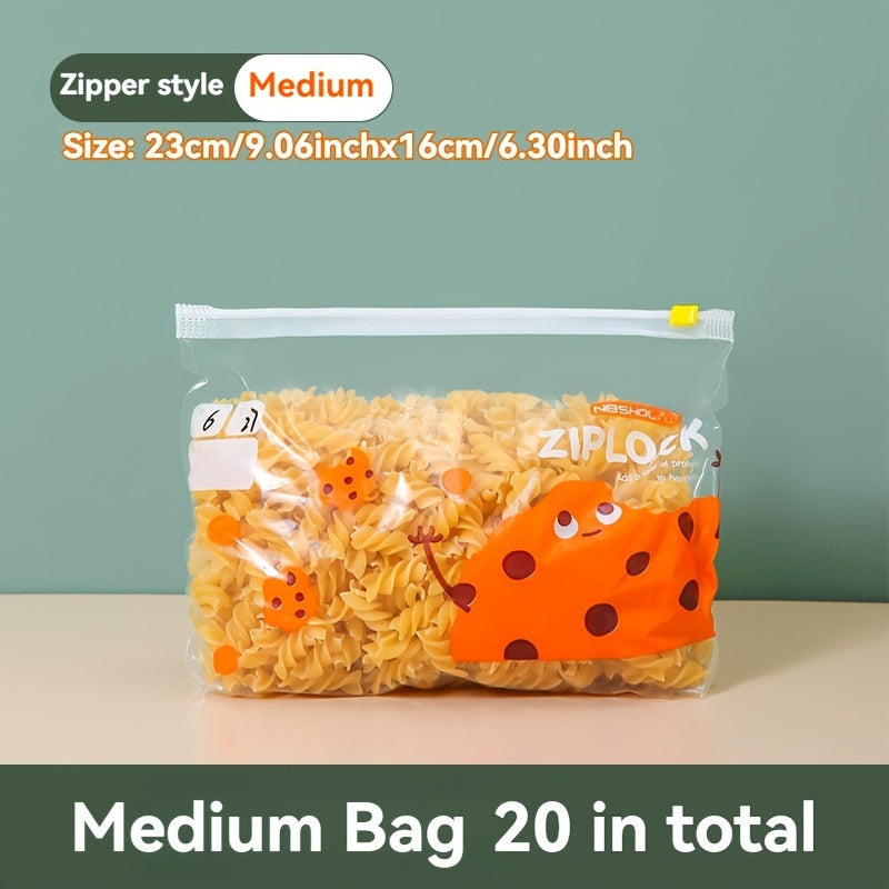 Plastic Storage Bags for Refrigerator Food Preservation Thick Zipper Sealing Pack of 50
