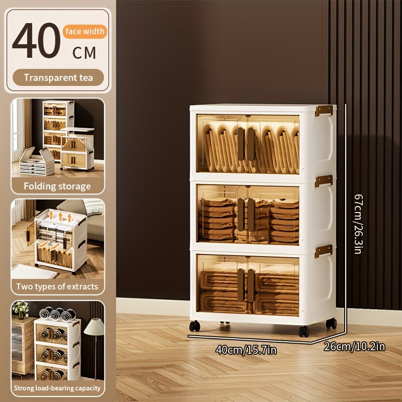 Складные пластиковые контейнеры для хранения на 5 уровней с крышками и колесами для шкафов, ванных комнат, офисов и общежитий.