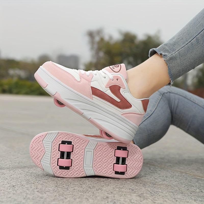 Kids' Low-Top Lace-Up Skate Shoes Breathable Lightweight Durable Slip-Resistant Outdoor Sneakers